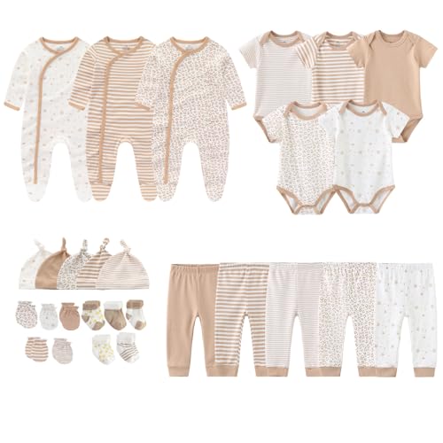 MAMIMAKA Newborn Layette Gift Set 27Piece Baby Girl Clothes Bodysuits Pants Essentials and Accessories 06Months - Image 1