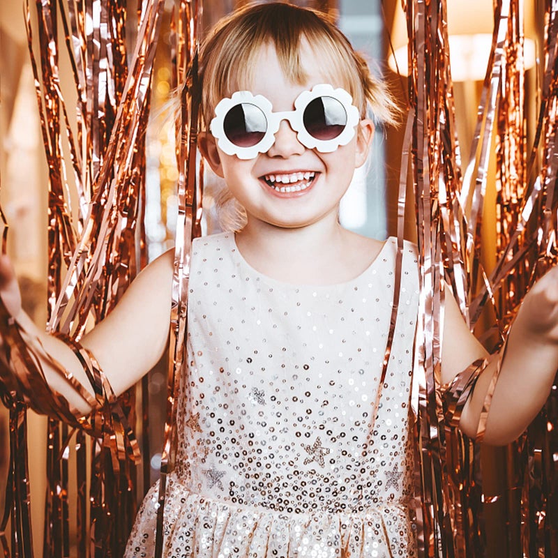 K.E.J. 2 Pack Rose Gold Backdrop Birthday Decorations Foil Curtain Bachelorette Party Decor Rose Gold Decor Party Streamers Groovy Birthday Decorations Backdrop - Image 3