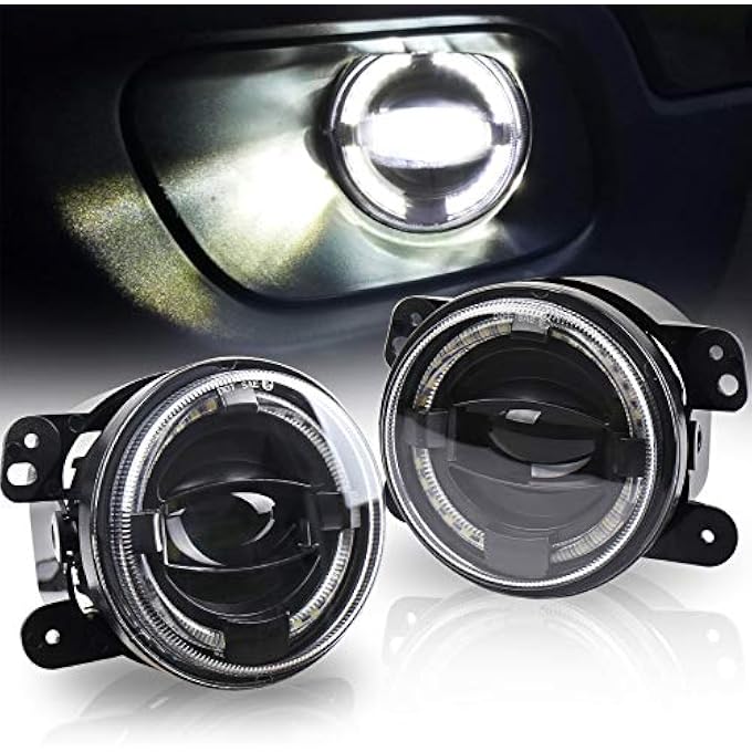 Unity 4Inch Led Fog Lights 20W Fog Lamps With White Halo Drl Front Bumper Driving Fog Lights Compatible With Jeep Wrangler Jk Dodge Chrysler - Image 1