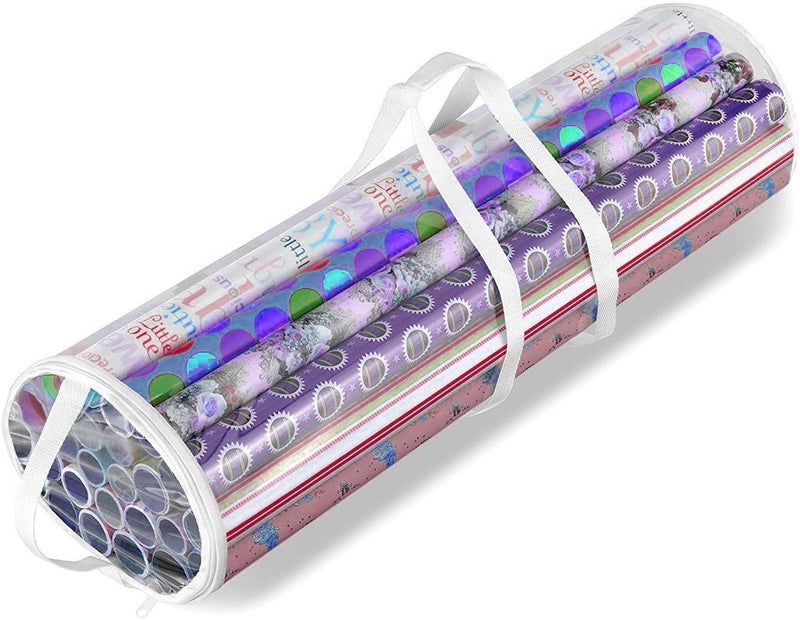 ADEPTNA Clear Gift Wrap Storage Bag OrganiserChristmas Cylinder Gift Wrap Storage Bag Wrapping Paper Organiser Durable And Lightweight
