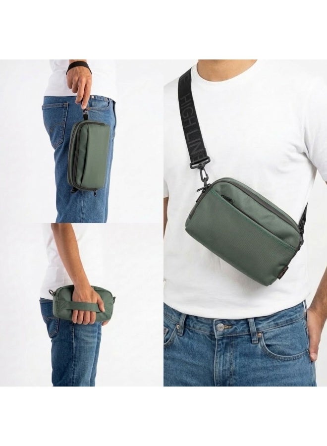 HIGH LINE STORE Flex Carry Handheld Organizer Bag – Lightweight Waterproof Fabric With Zipper Pockets For Phone, Wallet & Essentials – Unisex – Olive - Image 2