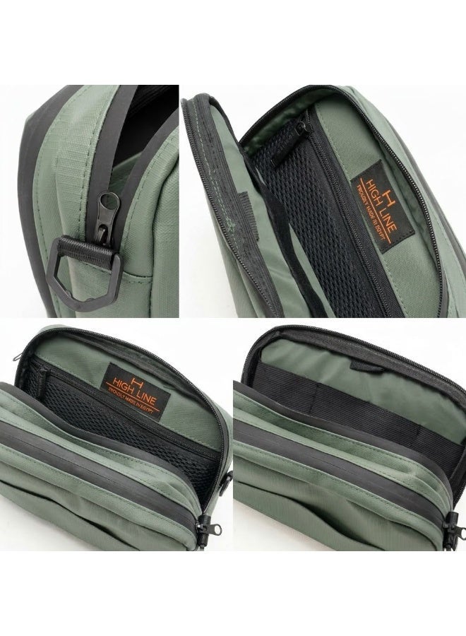 HIGH LINE STORE Flex Carry Handheld Organizer Bag – Lightweight Waterproof Fabric With Zipper Pockets For Phone, Wallet & Essentials – Unisex – Olive - Image 3