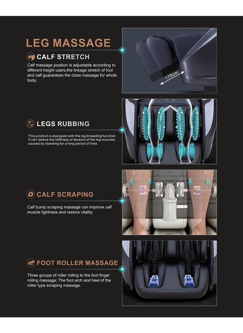 ARES iHealth + iCozy Back Massager 4D+SL Massage Mechanism 20 Programs Leg Auto Strech Heating Therapy Bluetooth Speakers Wireless Charger (Beige/Blue)  - Image 4