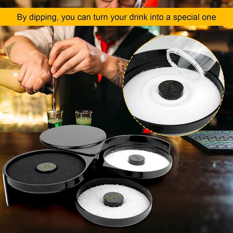 HAINE Bar Accessories Bar Glass Rimmer for Salt Sugar Lime JuiceLemon Slices - Image 3
