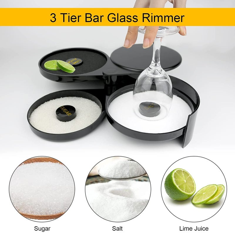 HAINE Bar Accessories Bar Glass Rimmer for Salt Sugar Lime JuiceLemon Slices - Image 2