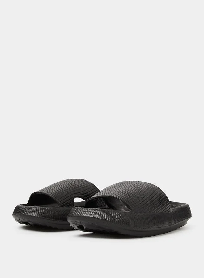 Take Two Black Textured Comfort Slides