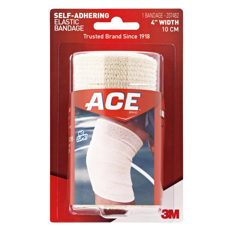 ACE 4 Inch Self-Adhering Elastic Bandage, No Clips, Beige, Great For Leg, Shoulder And More, 1 Count - Image 2