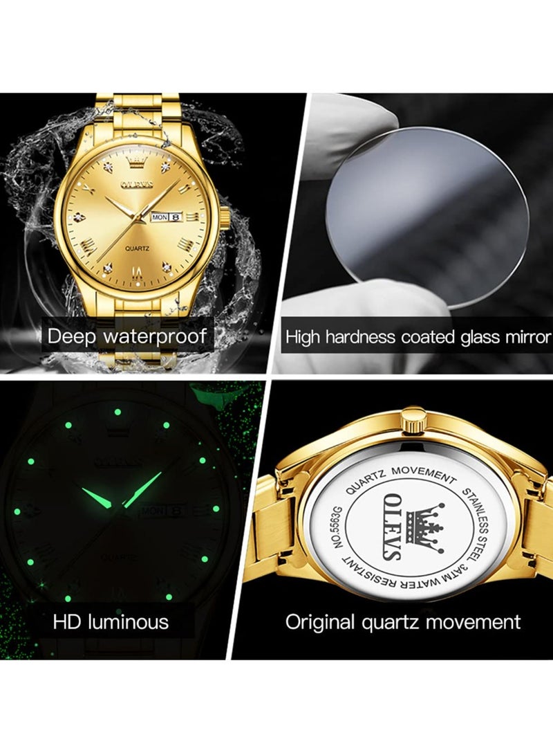 OLEVS Watches for Men Stainless Steel Quartz Analog Water Resistant Watch 5563  - Image 3