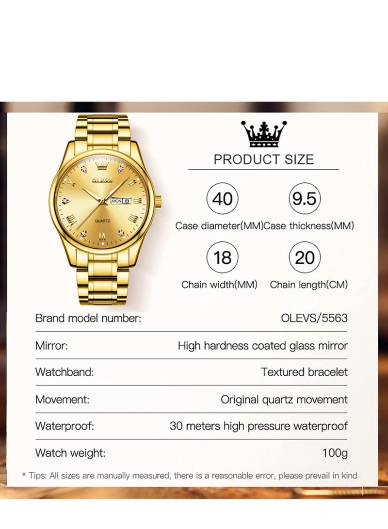 OLEVS Watches for Men Stainless Steel Quartz Analog Water Resistant Watch 5563  - Image 5
