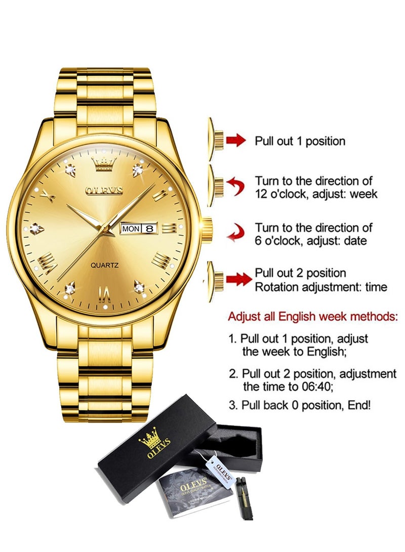 OLEVS Watches for Men Stainless Steel Quartz Analog Water Resistant Watch 5563  - Image 4