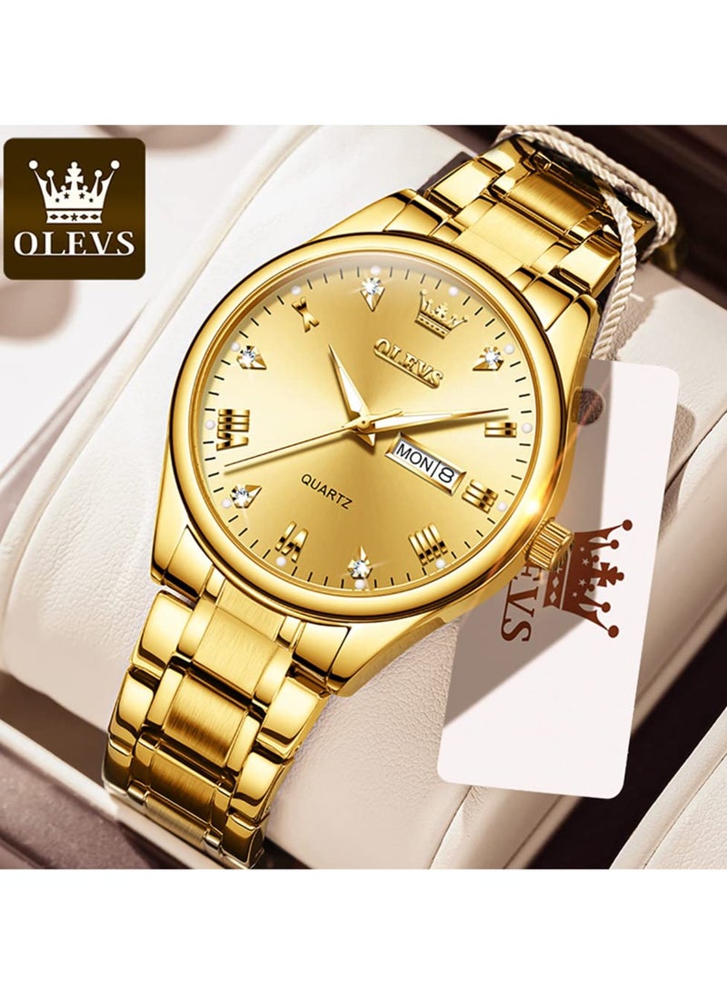 OLEVS Watches for Men Stainless Steel Quartz Analog Water Resistant Watch 5563  - Image 1