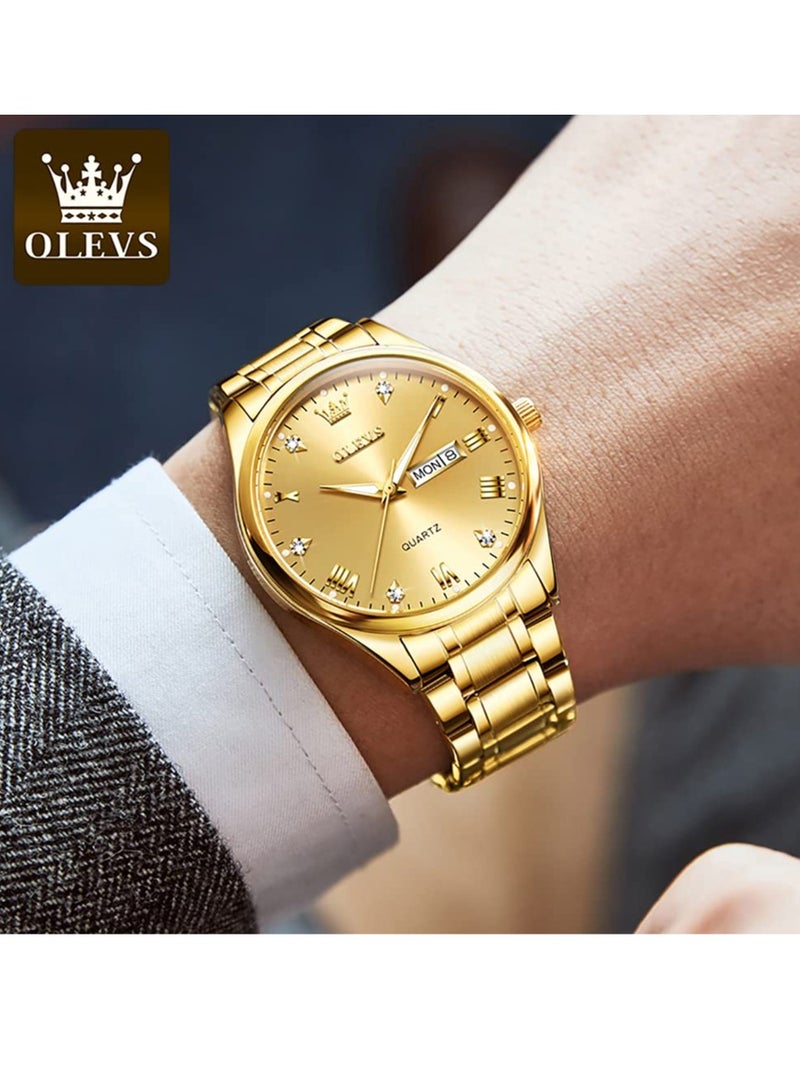 OLEVS Watches for Men Stainless Steel Quartz Analog Water Resistant Watch 5563  - Image 2
