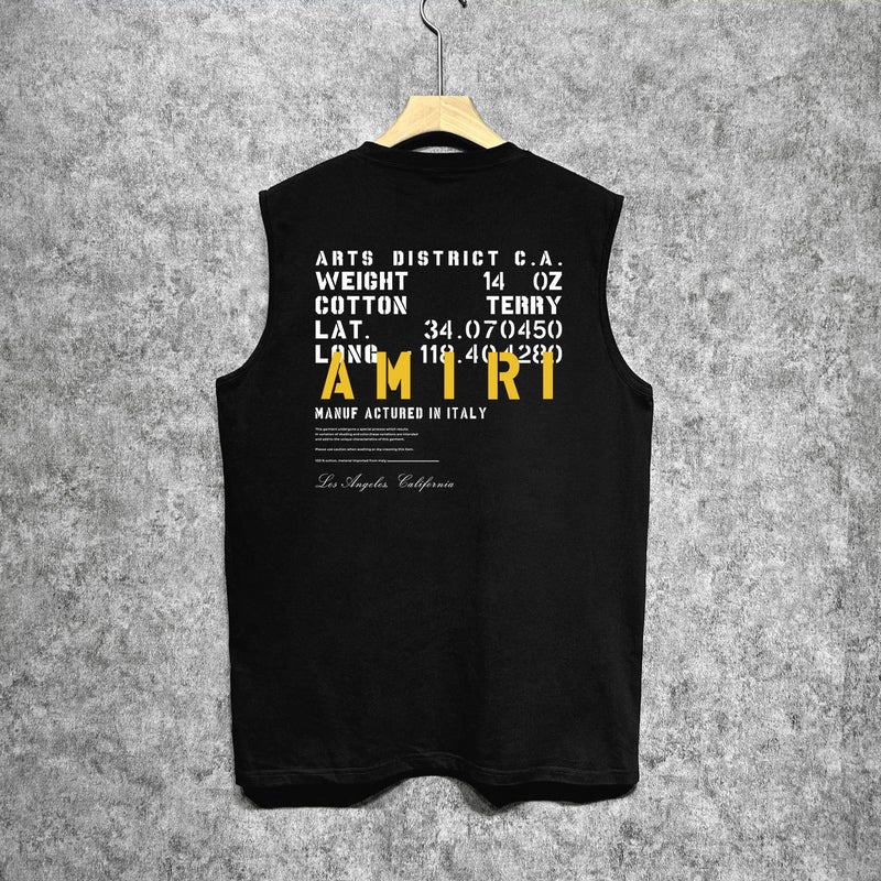 Amiri Trendy Brand Vintage American Washed Printed Waistcoat For Men And Women - Image 3