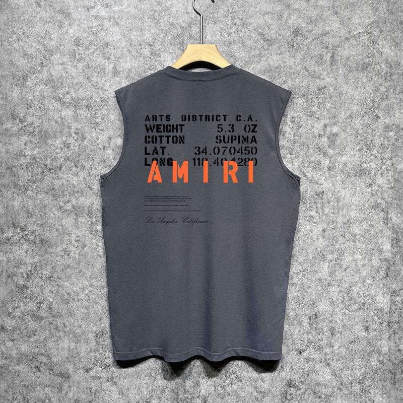 Amiri Trendy Brand Vintage American Washed Printed Waistcoat For Men And Women - Image 4