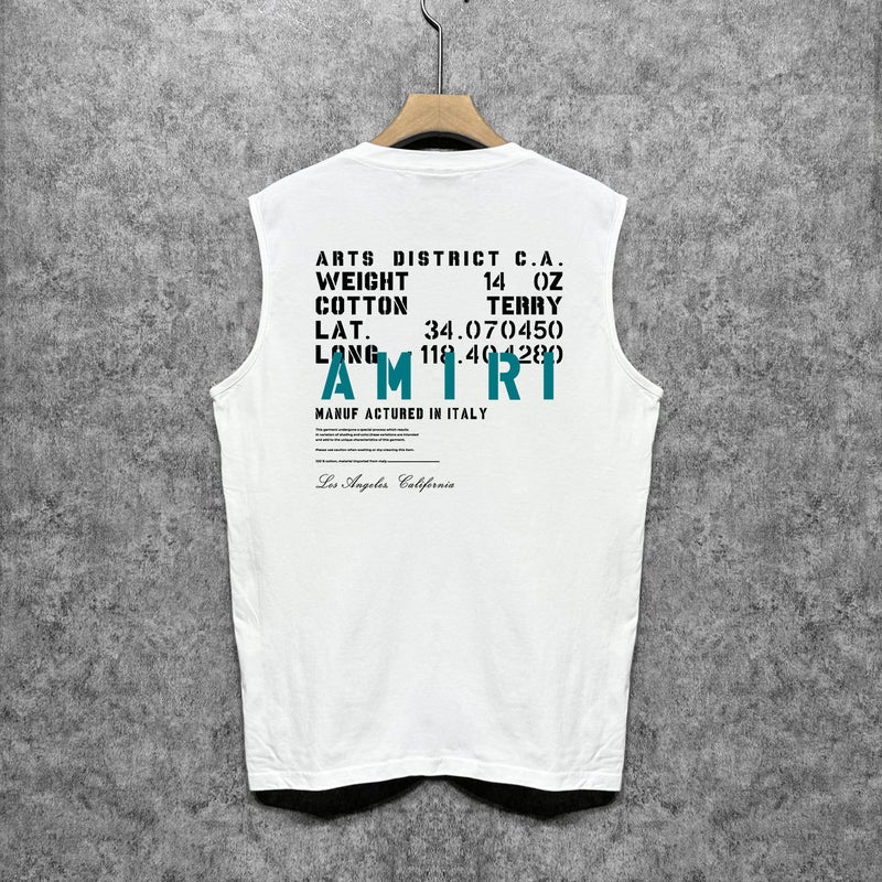Amiri Trendy Brand Vintage American Washed Printed Waistcoat For Men And Women - Image 5