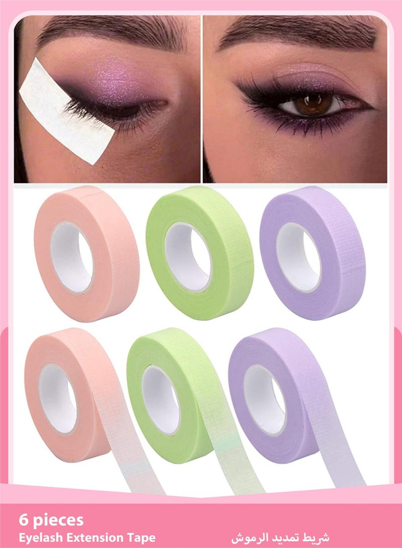 GlamKit 6 Rolls Eyelash Extension Tape, Breathable Non-Woven Beauty Tape for Eye Makeup & Eyeliner, Face Lift Adhesive Tape Makeup Tools & Accessories, Multicolor (Pink Green Purple) - Image 1