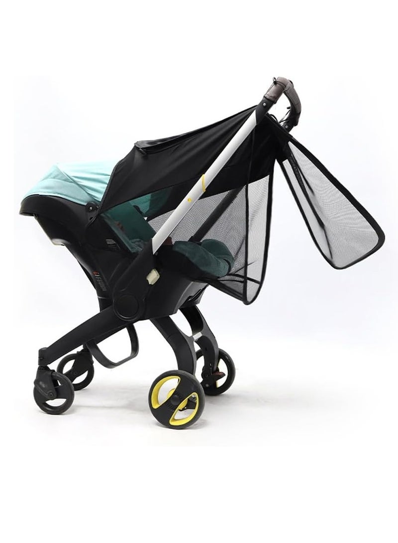 إكسفور 2 in 1 Strollers Sun Shade Net Baby Stroller and Carseat Sunshade Extension UV Protection Sun Cover Awning Umbrella 360° Full Coverage Snooze Shade Breathable Sun Protection Canopy - Image 3