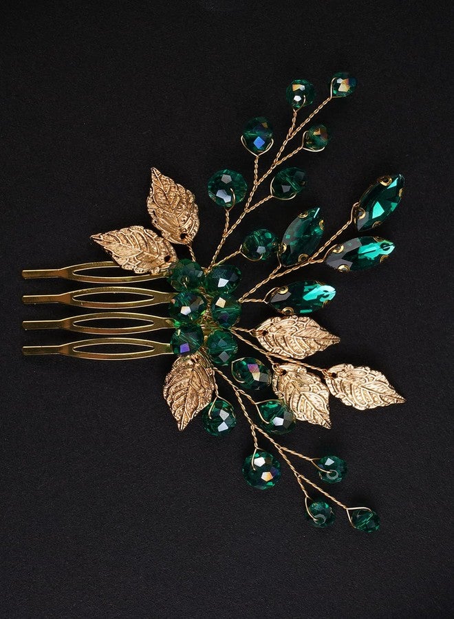 BERYUAN Emerald Green Decorative Hair Combs - Bridal Headpiece for Wedding - Image 4