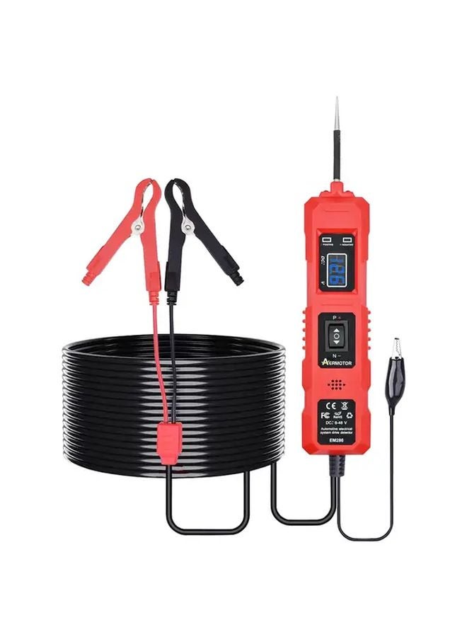 Red DC Car Power Circuit Tester Dual LED Digital Display Voltage Fuse Tester 177 Inch Cable - Image 2