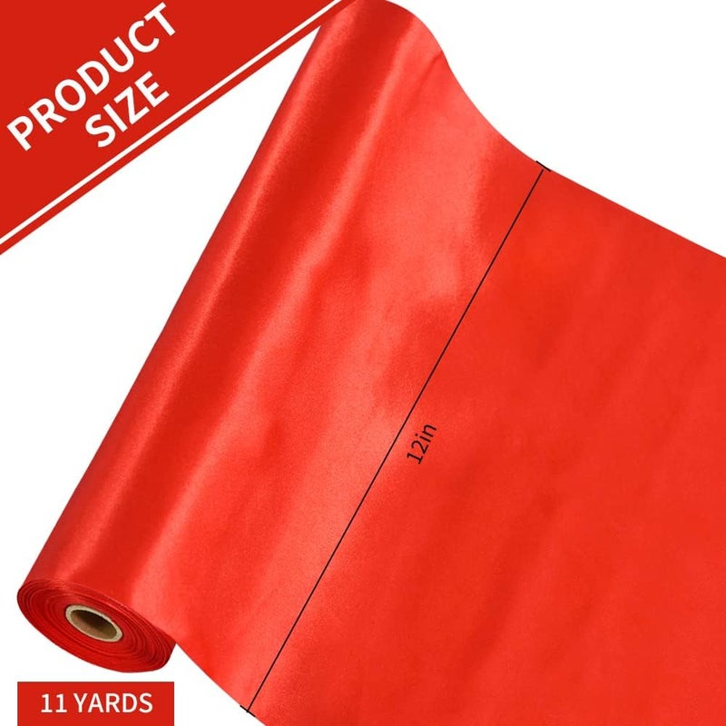 TONIFUL 12 Inch X 11yds Red Satin Ribbon - Extra Wide Christmas Ribbon for Outdoor Use, Grand Opening, Wedding Decoration - Image 2