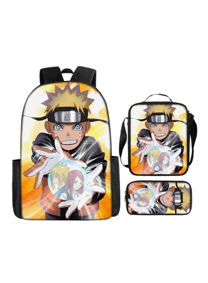 ناروتو على ظهره مقلمة حقيبة ثلاثة قطعة دعوى الرجال والنساء الترفيه الرياضة حقيبة السفر طالب حقيبة المدرسة - Image 1