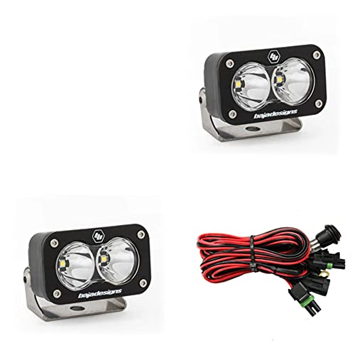 Baja Designs زوج من مصابيح LED سوداء من باجا ديزاينز S2 سبورت - 2PCS LED مع مجموعة أسلاك (عمل/مشهد؛ شفاف) - Image 1