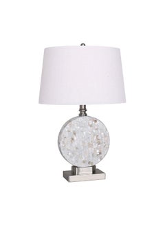DANUBE HOME Danube Home Jonathan Sea Shell Table Lamp For Bedroom| 40W 1-Light Indoor Lamp With E27 Socket (Bulb Not Included)| Metal/Fabric Frame,Silver Finish - L53xW23xH53cm (1 Year Warranty) 