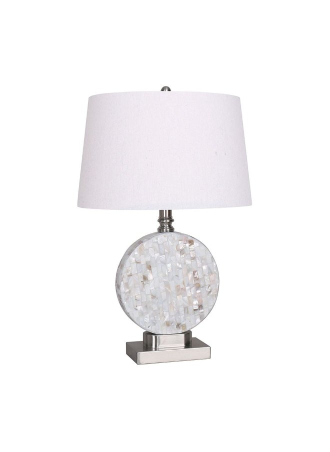 DANUBE HOME - Danube Home Jonathan Sea Shell Table Lamp For Bedroom| 40W 1-Light Indoor Lamp With E27 Socket (Bulb Not Included)| Metal/Fabric Frame,Silver Finish - L53xW23xH53cm (1 Year Warranty) - Image 1