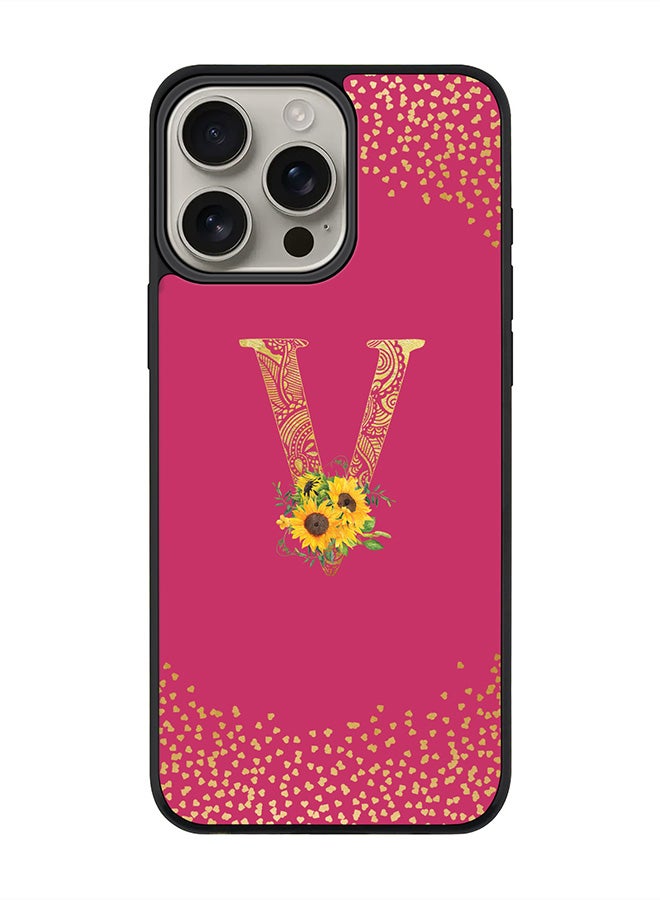 Stylizedd For iPhone 16 Pro Max Case [Compatible with MagSafe] Slim Magnetic cover Phone Case iPhone 16 Pro Max -Custom Floral Monogram - V ( Deep Pink ) - Image 1