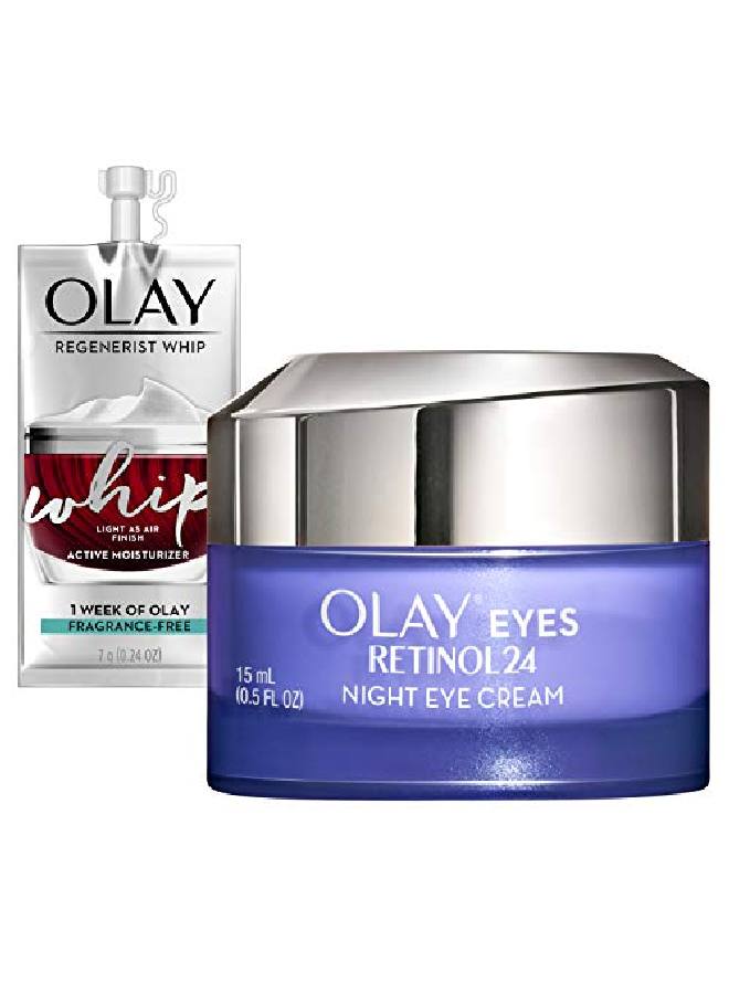 Olay Regenerist Retinol Eye Cream Retinol 24 Night Eye Cream 0.5Oz + Whip Face Moisturizer Travel/Trial Size Mothers Day Gifts Bundle - Image 1