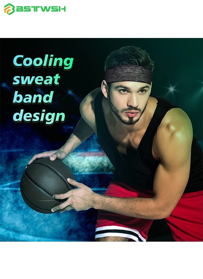 BSTWSH - 4 Pack Sweatbands Sports Headband for Men & Women, Moisture Wicking Hairband Athletic Towel Headbands Cotton Head Sweat Bands for Athletic Exercise Gym, Basketball, Football, Running, Cycling, Yoga - Image 1