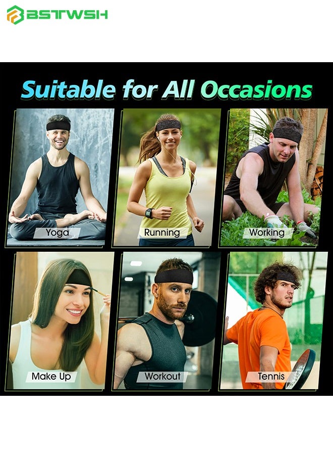 BSTWSH - 4 Pack Sweatbands Sports Headband for Men & Women, Moisture Wicking Hairband Athletic Towel Headbands Cotton Head Sweat Bands for Athletic Exercise Gym, Basketball, Football, Running, Cycling, Yoga - Image 1