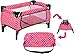 fash n kolor Doll Playpen Crib 22 Pink Polka Dot Baby Doll Crib Foldable Baby Doll Play Yard with Mesh Sides Fits 18 Dolls Pretend Nursery Accessory for Kids - Image 2