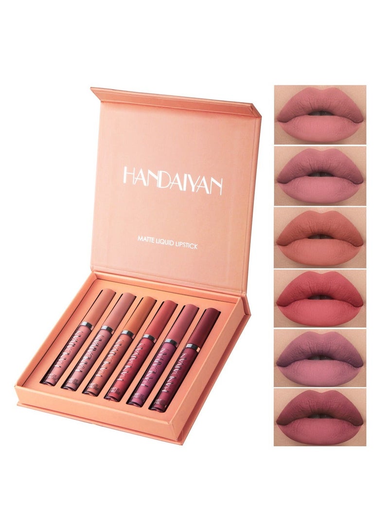 Handaiyan Lipstick Set Matte Liquid 6 Colors Long Lasting Waterproof for Women Highly Pigment Velvety Nude Super Stay Soft Hydrating & Lightweight Professional Moisturizing Makeup Lips Gift & Lipstick Set Matte Liquid 6 Colors Long Lasting Waterproof for Women Highly Pigment Velvety Nude Super Stay Soft Hydrating & Lightweight Professional Moisturizing Makeup Lips GiftBundle - Image 3