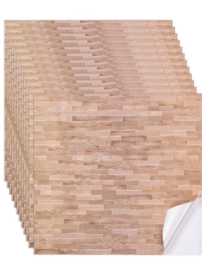 FOBSME 12 Sheets Miniature Dollhouse Wallpaper and Flooring Mini Dollhouse Floorboards Wall Paper Self-Adhesive Flooring Wall Tiles 8.27 x 11.69 Inch Mini DIY Dollhouses Accessories, Natural Style - Image 1