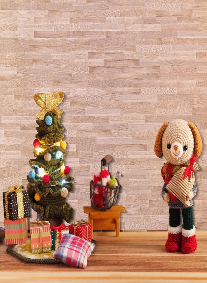 FOBSME 12 Sheets Miniature Dollhouse Wallpaper and Flooring Mini Dollhouse Floorboards Wall Paper Self-Adhesive Flooring Wall Tiles 8.27 x 11.69 Inch Mini DIY Dollhouses Accessories, Natural Style - Image 5