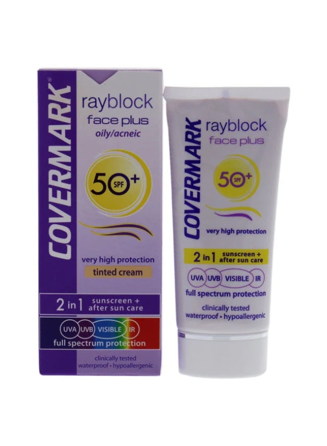 Covermark Rayblock Face Plus Tinted Cream Oily/Acneic 2-In-1 Sunscreen SPF50+ Light Beige 50ml - Image 3
