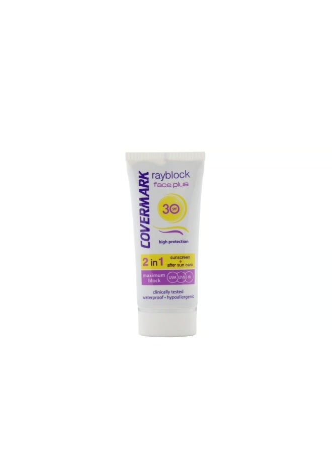 Covermark Rayblock Face Plus Tinted Cream Oily/Acneic 2-In-1 Sunscreen SPF50+ Light Beige 50ml - Image 2