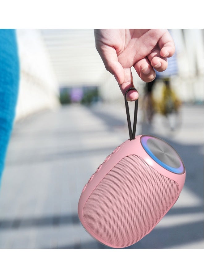 Portable Bluetooth Wireless Speaker Crisp Sound Multiple Play Modes Ideal for Home and Outdoor Use Compatible with Cellphones and PCs Household Luminous High Volume Subwoofer Pink - Image 3