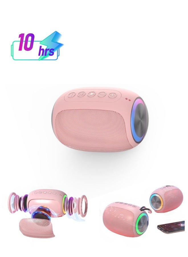 Portable Bluetooth Wireless Speaker Crisp Sound Multiple Play Modes Ideal for Home and Outdoor Use Compatible with Cellphones and PCs Household Luminous High Volume Subwoofer Pink - Image 1