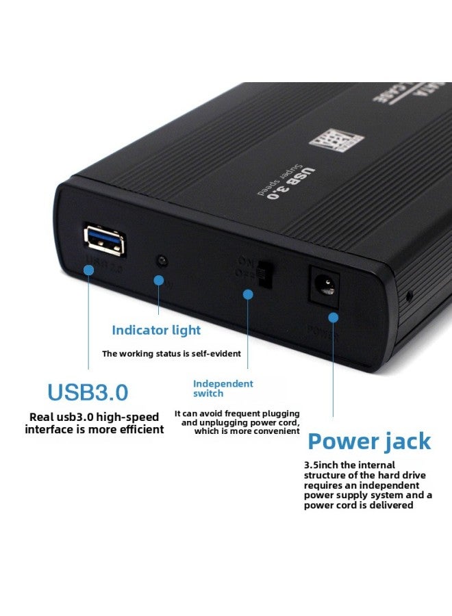 3.5 Inch Mobile Hard Disk Box USB2.0/3.0 To SATA/Parallel IDE Desktop Hard Disk Box Ide2.0.-Color:3.5-inch Black 3.0