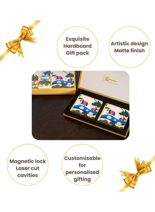 D'ORABLE Dorable Marble Tea Coaster (Square) Set of 2 - Perfect for Gifting. Riverside Reverie Designer Marble Coasters Add a Luxurious Touch to Your Dining Area. Ideal for Birthday Gift - Image 5