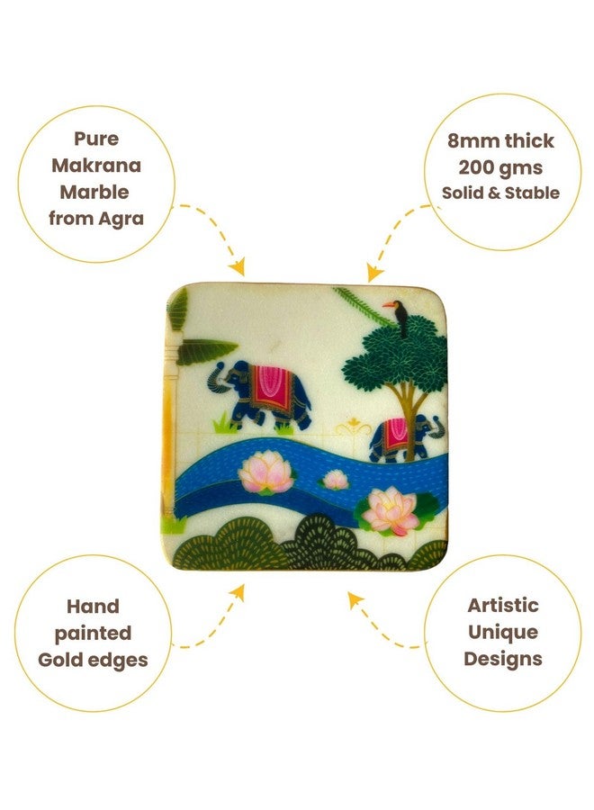 D'ORABLE Dorable Marble Tea Coaster (Square) Set of 2 - Perfect for Gifting. Riverside Reverie Designer Marble Coasters Add a Luxurious Touch to Your Dining Area. Ideal for Birthday Gift - Image 4