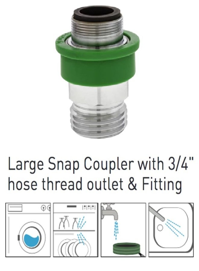 Neoperl Quick Connect Hose to Faucet Coupler and Fitting Dual Thread by 3/4 in. Brass MGH Good for Portable Appliances Snap Fit (Large Fitting & Coupler) - Image 3