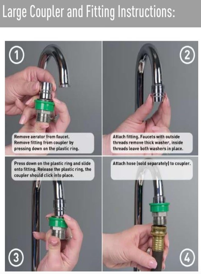 Neoperl Quick Connect Hose to Faucet Coupler and Fitting Dual Thread by 3/4 in. Brass MGH Good for Portable Appliances Snap Fit (Large Fitting & Coupler) - Image 2