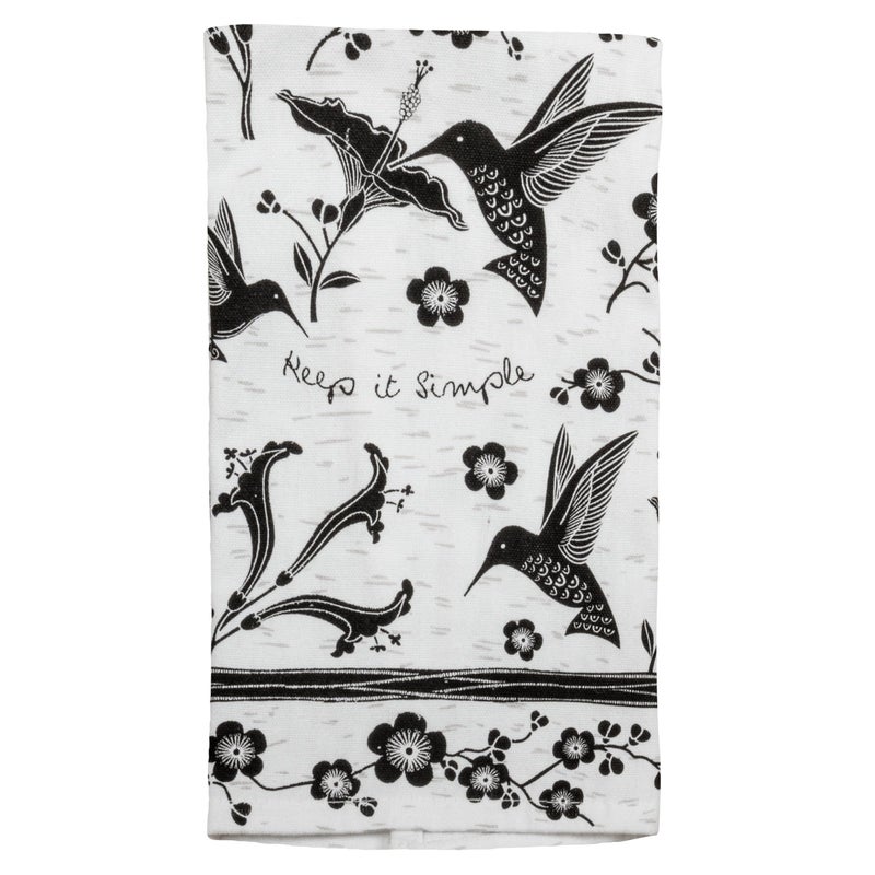 Karma Gifts Black And White Boho Tea Towel Cotton Hummingbird 18 x 22