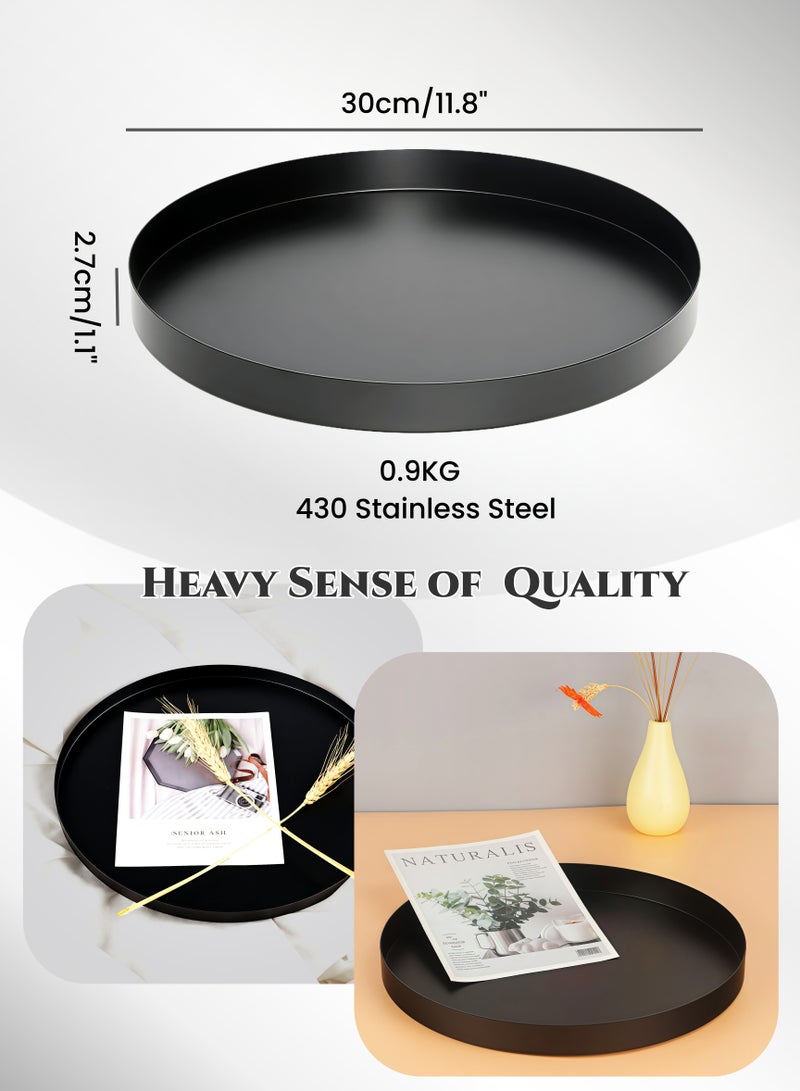 صينية من الفولاذ المقاوم للصدأ بطول 30 سم 430 من الفولاذ المقاوم للصدأ، صينية تقديم، صينية معدنية، طبق حلوى، طبق عرض للديكور، فواكه، شاي بعد الظهر، مطبخ، خدمة الحفلات، منظم المجوهرات ومستحضرات التجميل، صينية رمضان - Image 4