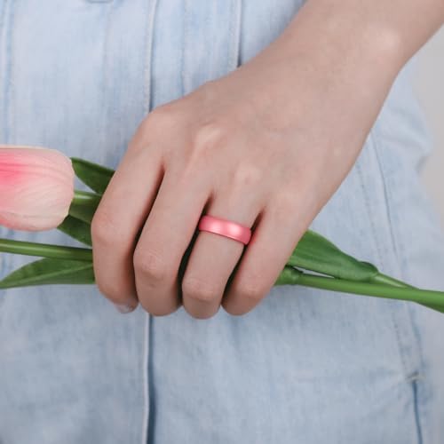 Egnaro Women's Silicone Anniversary Rings, 5.5mm Wide 2mm Thick Rubber Bands Flexible For Workout - Image 5