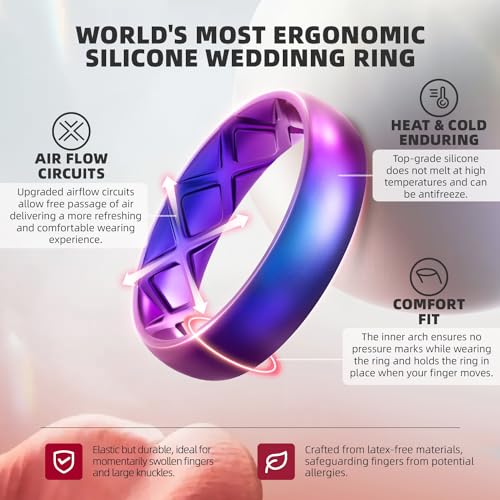 Egnaro Women's Silicone Anniversary Rings, 5.5mm Wide 2mm Thick Rubber Bands Flexible For Workout - Image 2