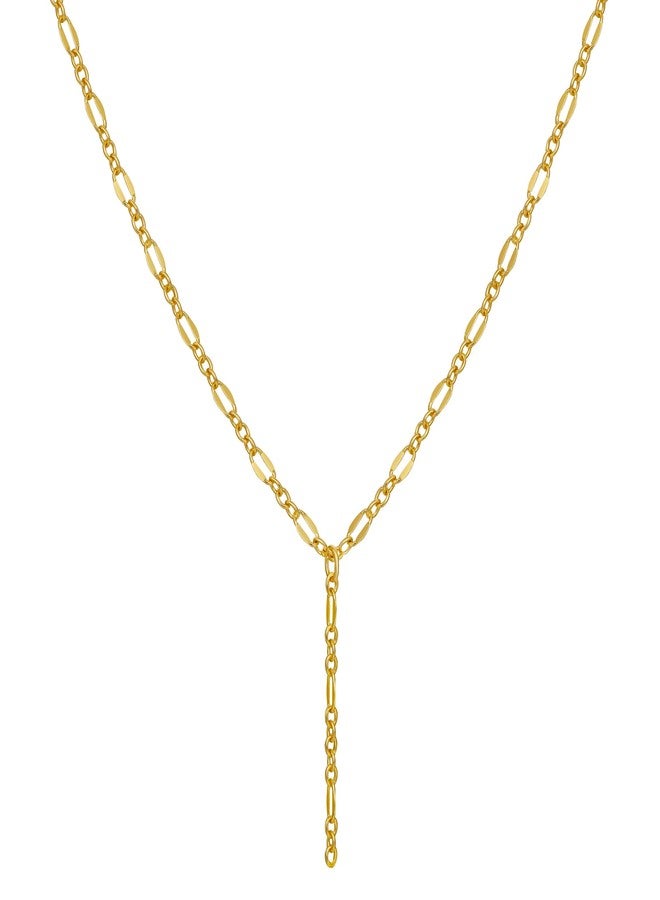 Hergory Long Gold Necklace for Women Trendy, Dainty Layered Lariat Necklace 14k Gold Plated Silver Y Shaped Beaded Chain Non Tarnish Drop Necklaces Simple Adjustable Jewelry Gift, Adult, Brass, No - Image 1